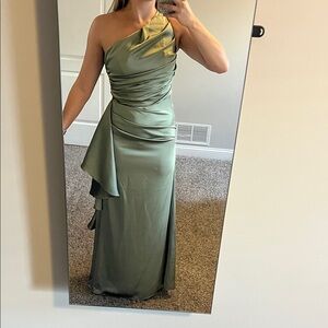 Sage Green Floor length one shoulder dress